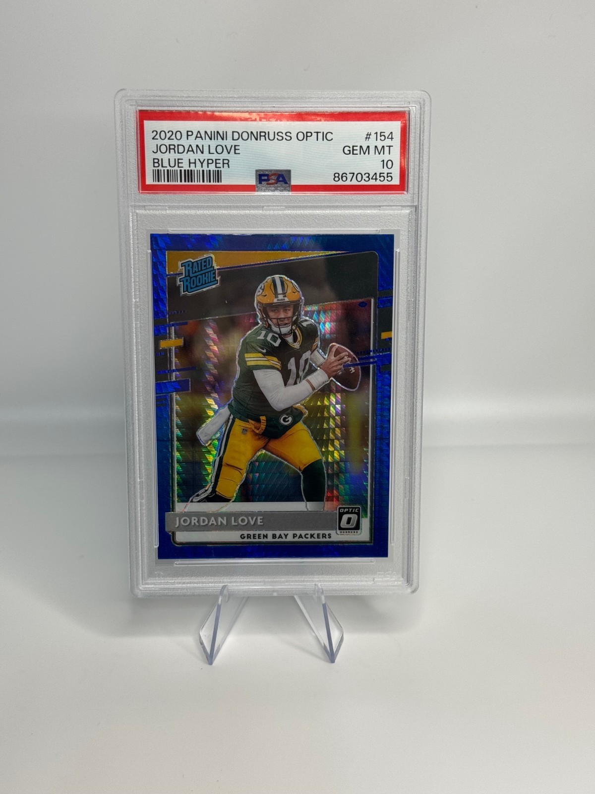 2020 Panini Donruss Optic JORDAN LOVE "Blue Hyper" RC #154 PSA Gem Mint 10