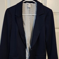 White House Black Market Navy Blazer 8 Single Breasted 1-Button Notch Lined