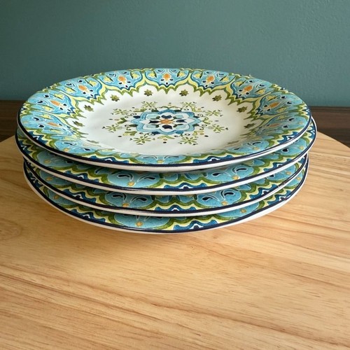 Pier 1 Imports Celeste Salad Plates Dishes 9" Blue Green Turquoise Garden Spring - Picture 9 of 9