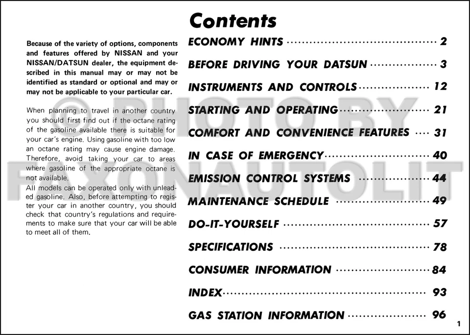 Manuale Dell'Utente Originale Datsun 810 Del 1980 Guida Istruzioni Libro - Immagine 2 di 2
