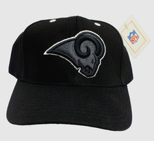 Los Angeles Rams Vtg 90s Ram Head Logo Adj One Size Adult Cap Hat Black NFL NEW