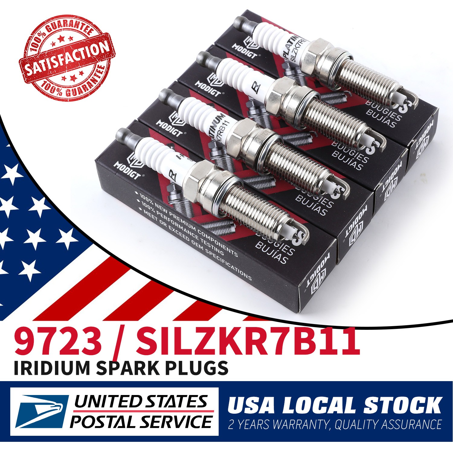 For Hyundai Elantra Santa Fe Set of 4pcs SILZKR7B11 9723 Iridium Spark Plugs OEM