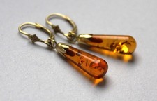 Bernstein Vintage Ohrringe Silber 925 vergoldet