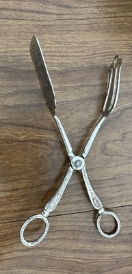 Vintage EP ZING Silver Plated Scissor Style Cake / Salad Serving Tongs