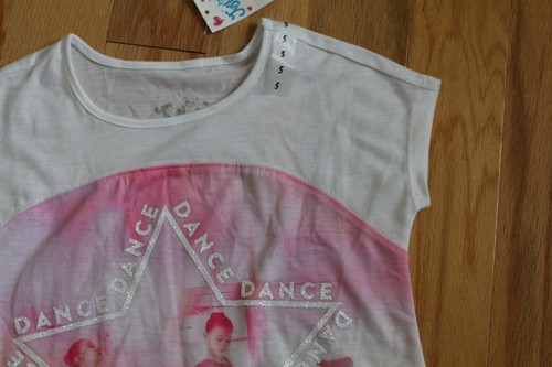New Justice Girls Pink and White Photoreal Dance Top Shirt Tee Size 5 - Picture 4 of 5