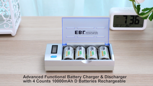 Lot D C Cell Size Rechargeable Batteries High Capacity NiMH /LCD Battery Charger - Video 1 of 1