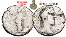 Ancient Roman Empire Coin Silver Denarius COMMODUS 177 - 192 AD Authentic #32685