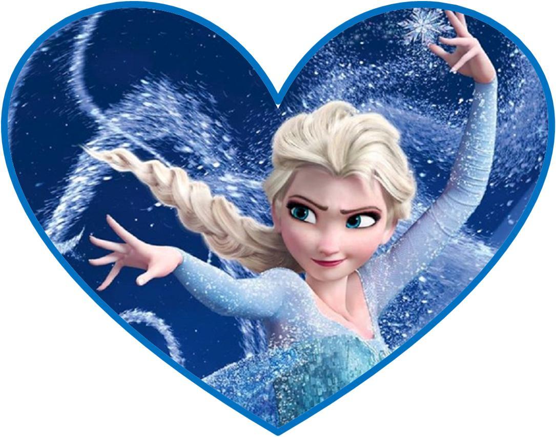 Frozen Elsa heart shaped printed iron on/sew on fabric patch/applique ...