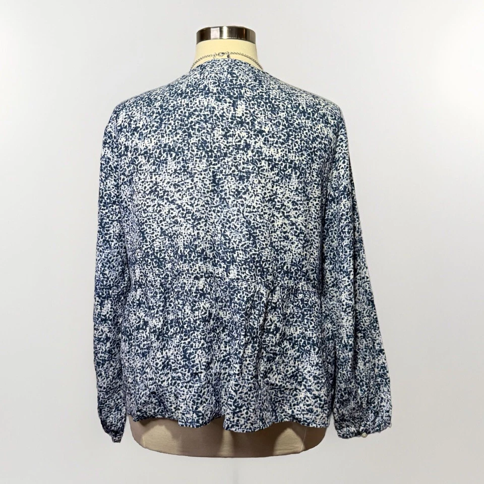 Top GAP manga larga peplum estampado azul marino y blanco para mujer talla XXL Foto 3 de 4