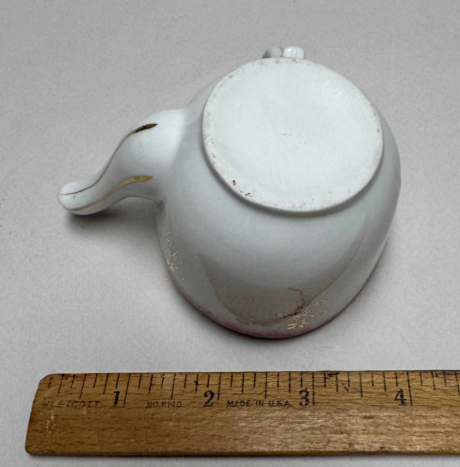 Antique Infant/Invalid Feeder, Handpainted Porcelain, Gold Floral Design