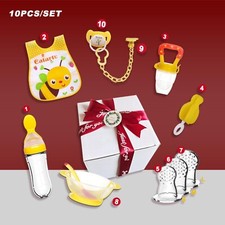Baby Gift Set Feeding Essentials for Boys & Girls – Bowl, Spoon, Bib, Pacifier