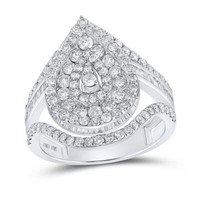 10K WeißGold Baguette Diamant Split Schaft TräNe Halo Cocktail Ring 1.88 Karat