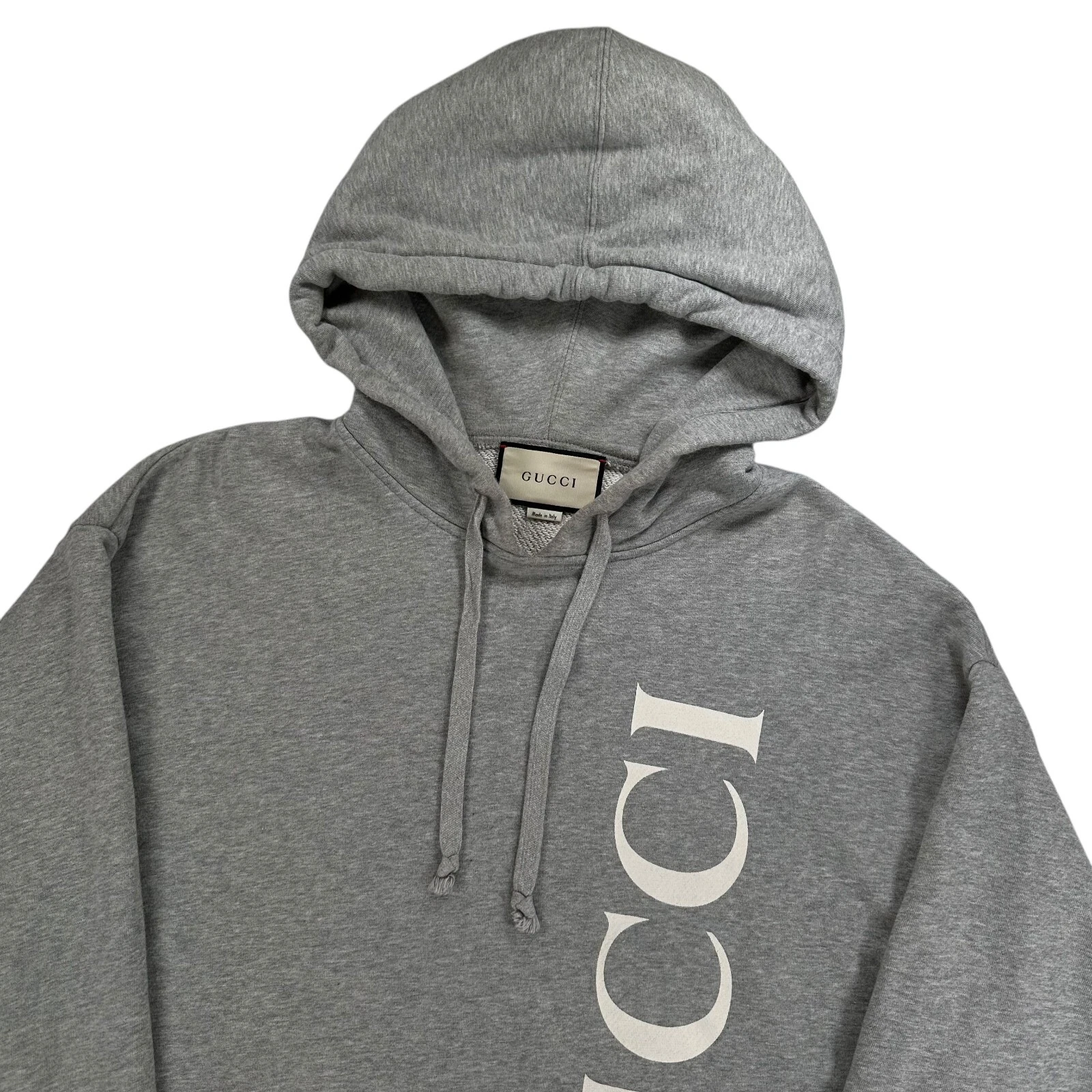 Felpa Gucci taglia M grigia logo verticale stampa grafica coulisse