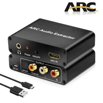 192KHz ARC Audio Adapter Extractor Digital to Analog Audio Converter