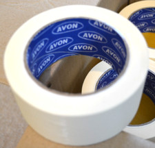 24 X REELS MASKING TAPE BY AVON GENERAL PURPOSE 75MM x 50M CREAM BULK BOX