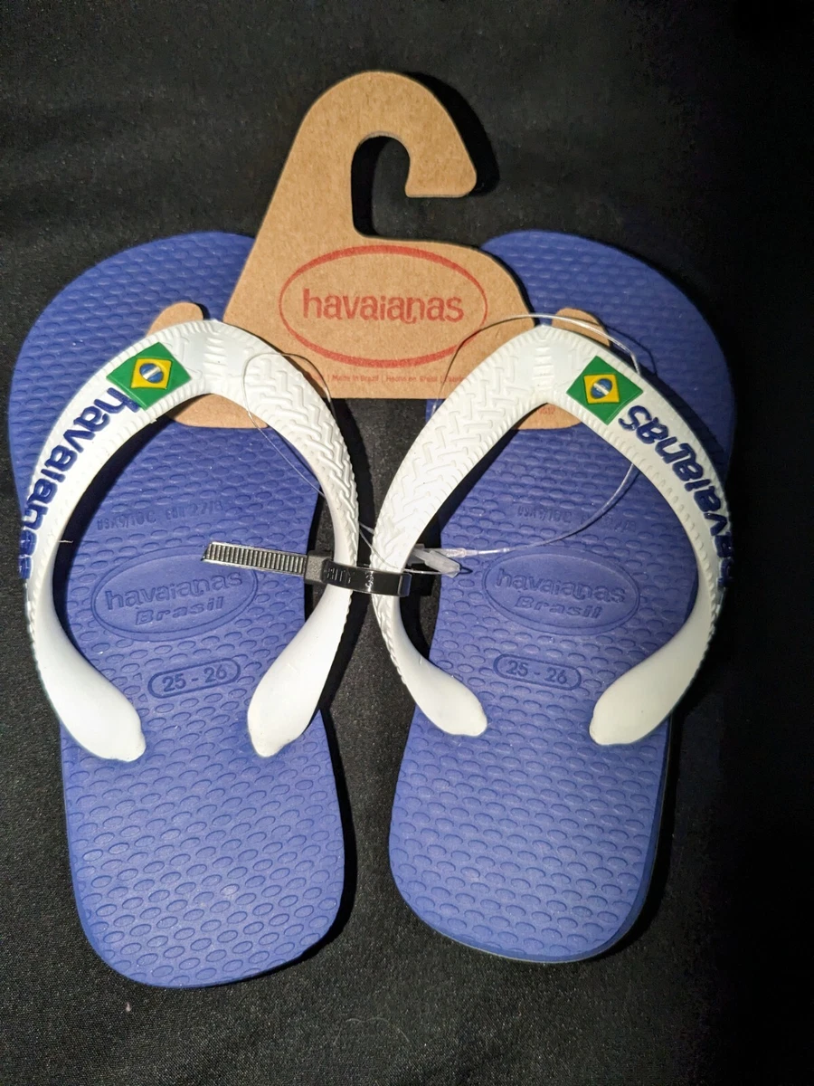 Havaianas Little Kids Size 10 C 25 26 Toddler Blue Logo Flip Flop New