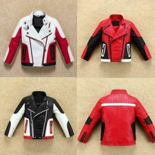 Kids Boys Thick Faux Leather Jacket Warm Coat Biker Casual Outerwear Zipper FFGM