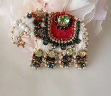 Textile brooch Indian elephant Elegant jewelry embroidered animal christmas gift