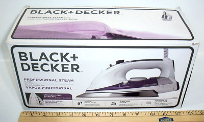 Black+Decker Professional Steam Iron Purple Gray White, 10 ft Cord, New!