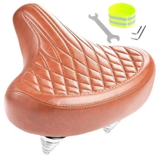 Wide Bike Seat for Men and Women Comfort - Brown Bicycle Seat Cushion
