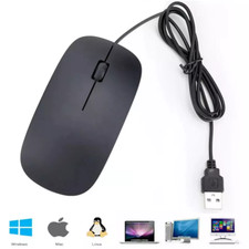USB Wired Slim Mouse Optical 2.4GHZ Desktop Mouse 3 Button Ultra Slim Black