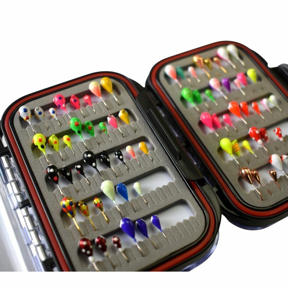 Ice Fishing Jig Kit (72 Tungsten Jigs) with Waterproof Jig Box, Panfish Ice Jigs - Image 2
