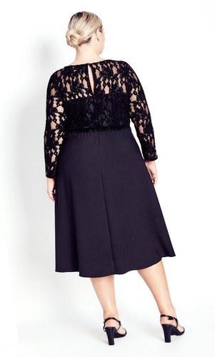 Navabi By City Chic Ladies Lace Fit And Flare Dress size 24 Colour Black - Picture 2 of 5