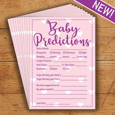 Baby Shower Prognosen PINK - 10er Pack - Partyspiel - kleine Partybox
