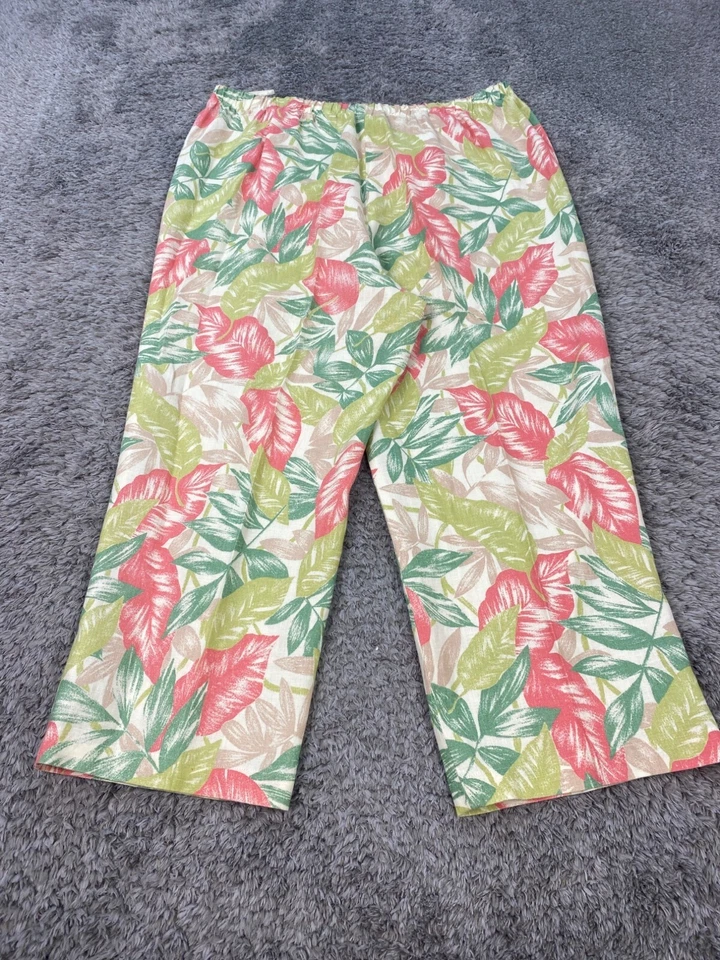 Preston York Suit Womens XL Floral LINEN Jacket Pants Tropical Hawaiian Set Vtg - Image 2 of 4