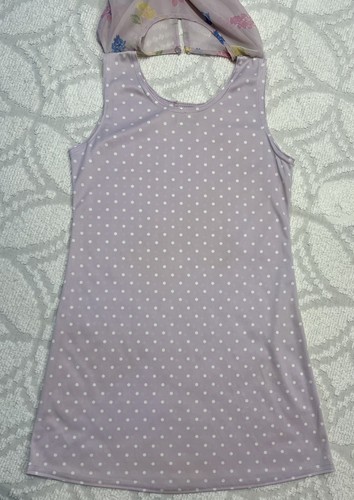 Vintage 90er NEW MOVES Mädchen Ostern Kleid Gr. 12 lila Blumen 2-lagig Chiffon Polka - Bild 4 von 8