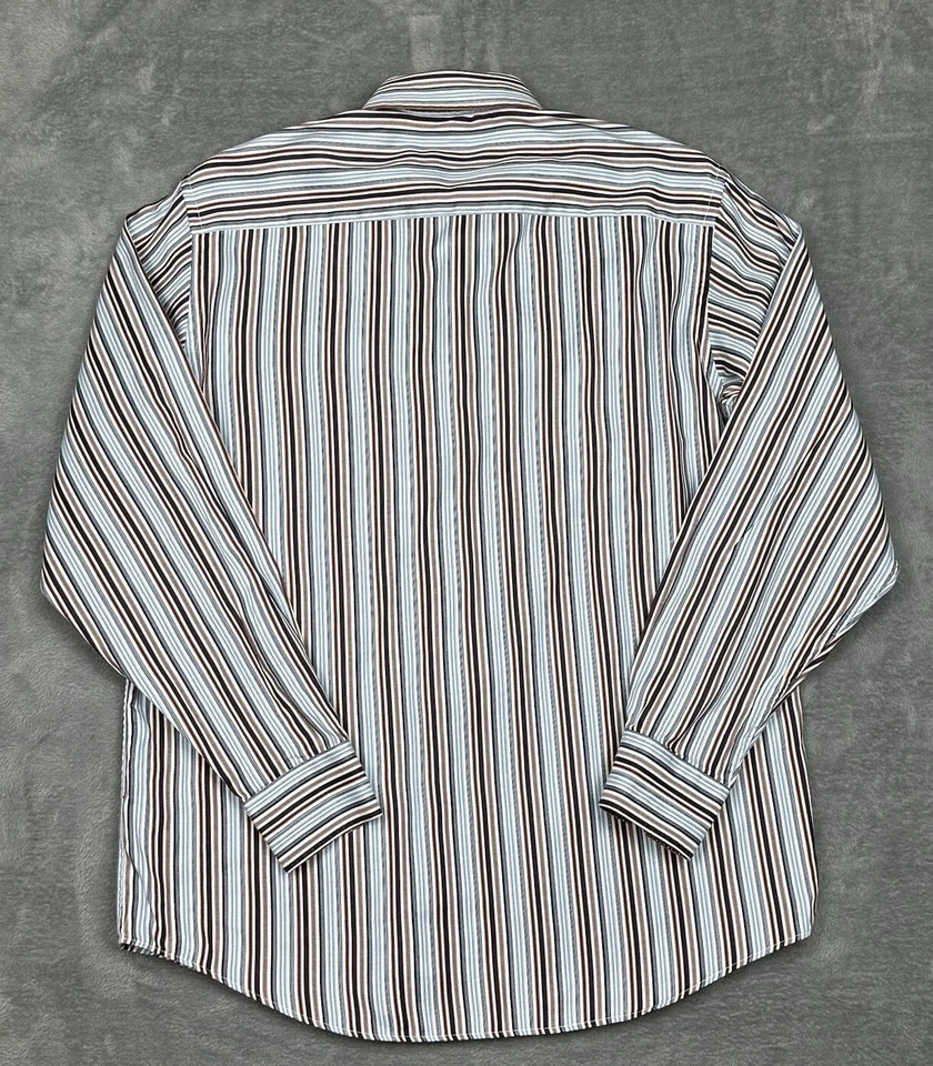 Bugatachi Uomo Shirt Mens Large Multicolor Striped Flip Cuff Button Down Casual - Image 3 of 4