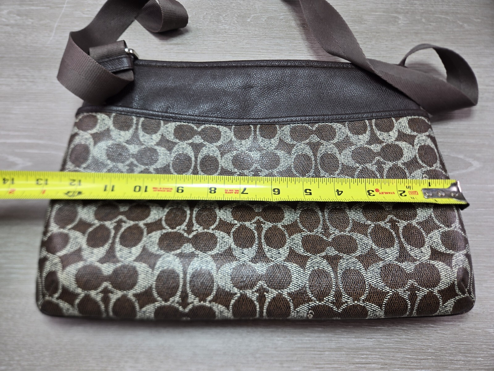 Authentic Coach Brown Monogram Leather Crossbody … - image 7