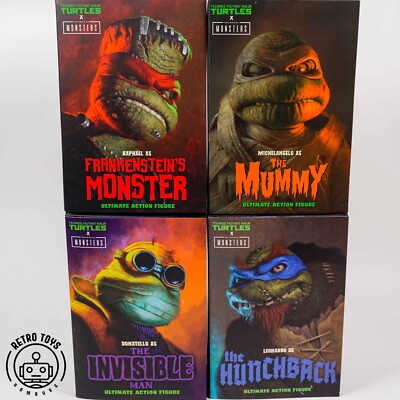 NECA TURTLES UNIVERSAL MONSTERS Hunchback Frankenstein Mummy Invicible Man TMNT