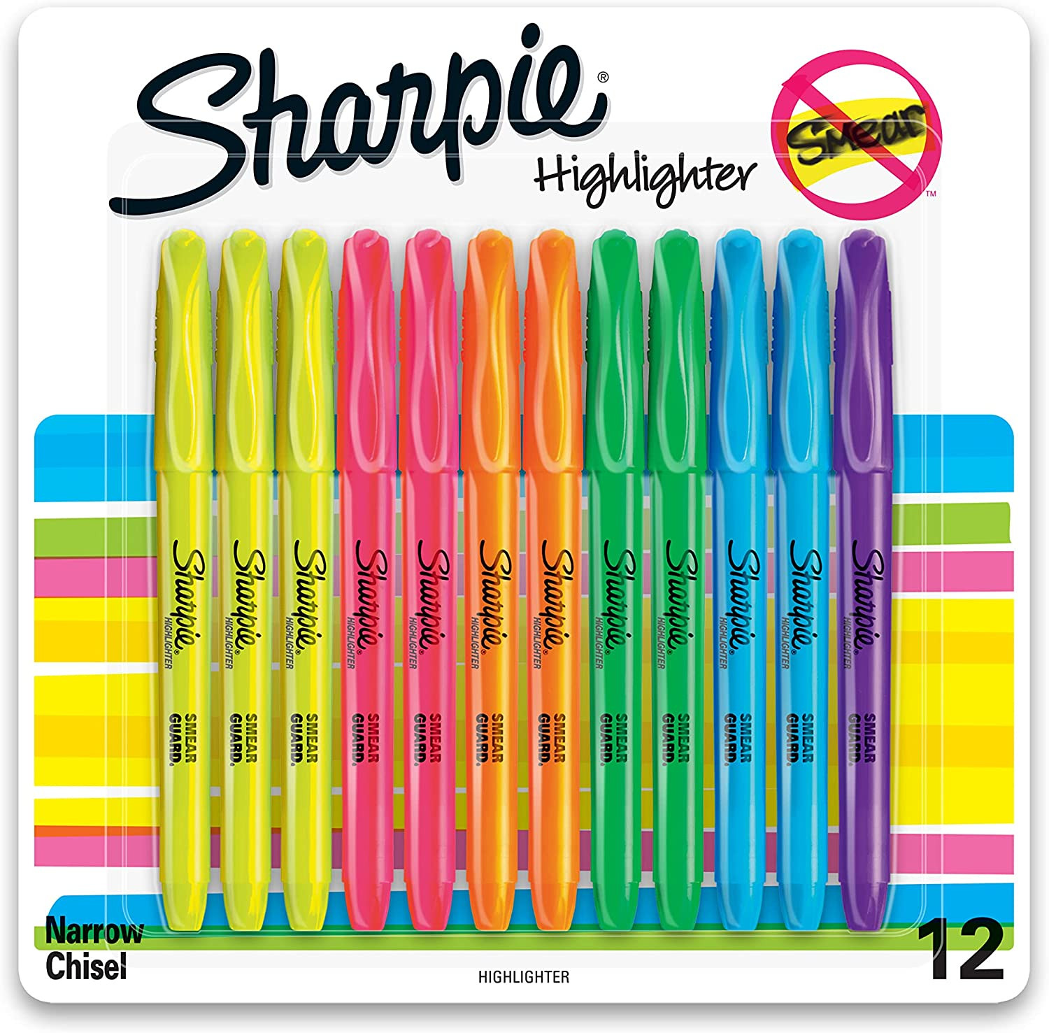 SHARPIE Pocket Style Highlighters, Chisel Tip, Assorted Fluo