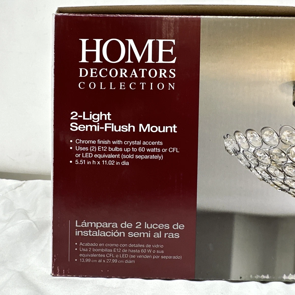 Home Decorators Collection Barclay 2 Light Chrome and Crystal Flush Mount