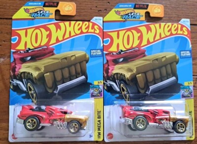 Hot Wheels Hotweiler Red #66 Netflix Let's Race- HW MEGA BITE **Lot Of 2**