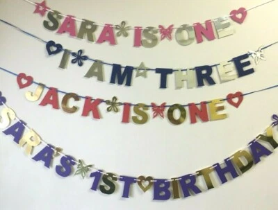 MY DESIGN FACTORY Personalised Alphabet Birthday Bunting Decoration Boy Girl Party Banner Age B63a