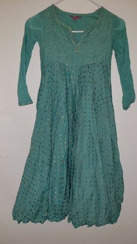 Bibi Outfit Girls 8 9 Indian Style Dress Twirl Vest Patterned Exquisite! - Picture 2 of 9