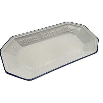 Vintage Pfaltzgraff Yorktowne Pottery Serving Bread Tray Dish Quote Grey Light B