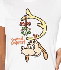 NWT Women's Life is Good Friend Request Max Dog Grinch White SS Crusher Tee