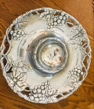 Arthur Court 14” Round Chip and Dip Grape Vines Serving Tray Veggie Platter 2001