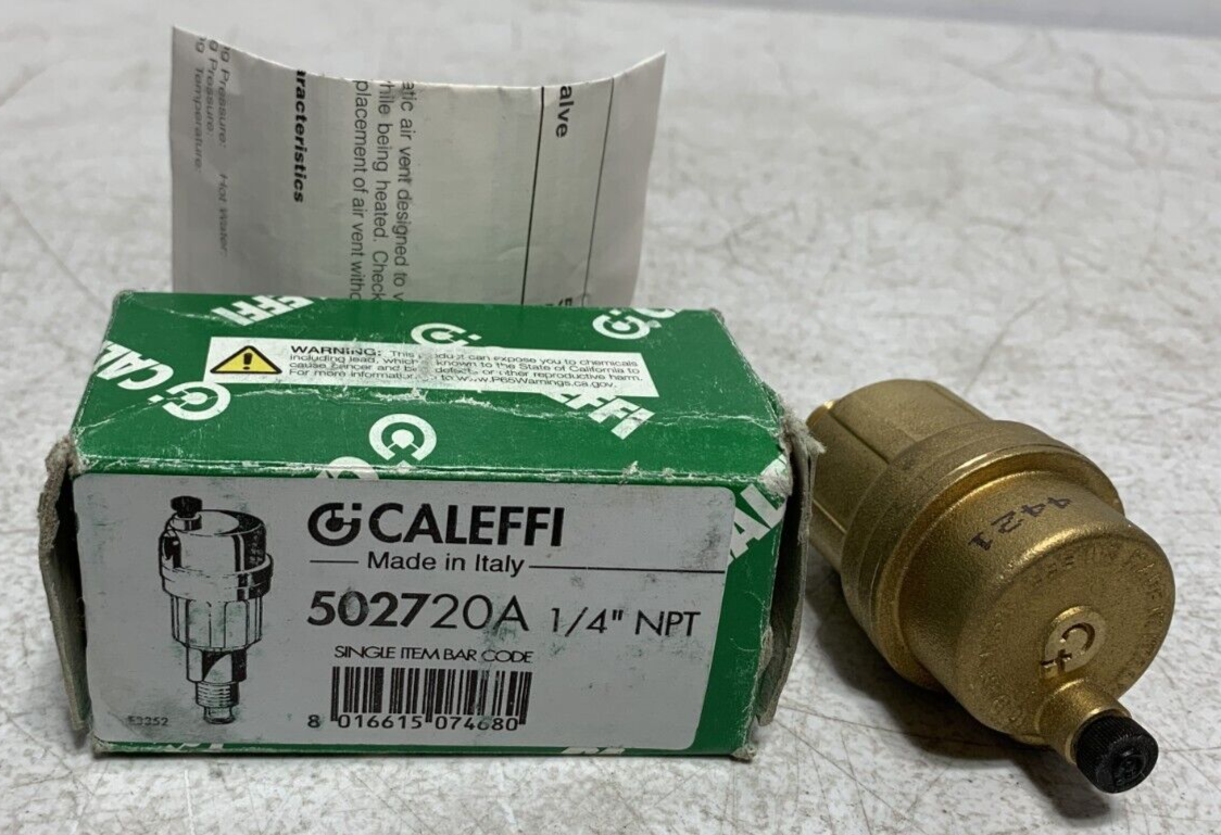 Caleffi 502720A 1/4 Inch 150 psi Auto Air Vent with Check Valve
