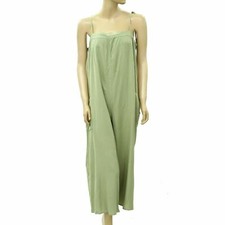 Asos Design Cami Minimal Jumpsuit Dress Solid Green Wide Leg Beach M-8 219282