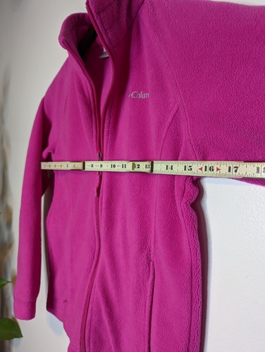 Columbia Girls Fleece Zip Up Jacket Size M 10-1w Long Sleeve Hot Pink Sweater - Picture 7 of 8