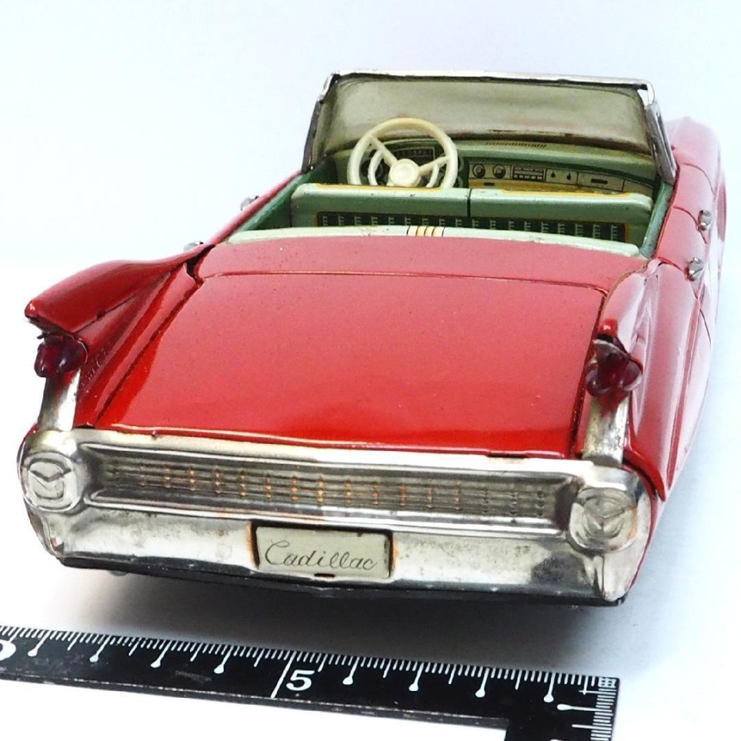 Bandaiya 60 Cadillac Convertible Large Red In Tin Toy Car No Bandaiya 60 Cadillac Convertible Large Red In Tin Toy Car No