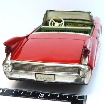 Bandaiya 60 Cadillac Convertible Large Red In Tin Toy Car No Box