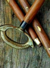 Victorian Handle Designer Brass Round Nautical Vintage Wooden Walking Stick Cane