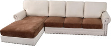 Velvet Stretch Sectional Couch Covers 4 Pieces Sofa Seat Cushion Covers L Shape