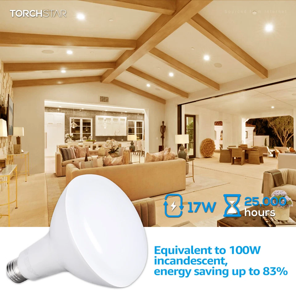 16 Pack BR40 LED Bulb, 17W=100W, Dimmable, 3000K Warm White, 1400lm Flood Light - Image 2 of 4