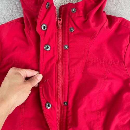Abercrombie & Fitch Jacket Kids XL Red Full Zip Sherpa Lined Hooded Chore Pocket - Picture 4 of 11